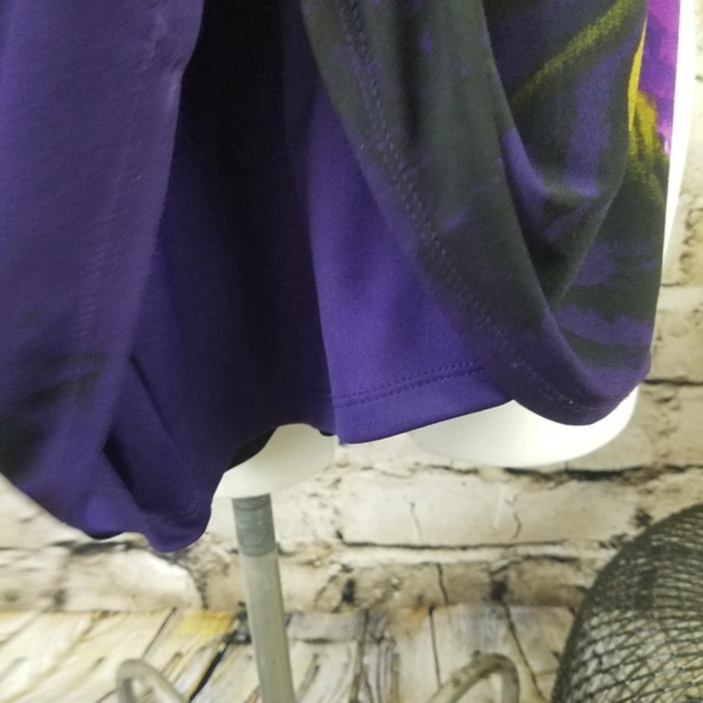 Sandra Darren Shift Dress Purple Floral Draped Mini Formal Party Evening 10 - Picture 6 of 8